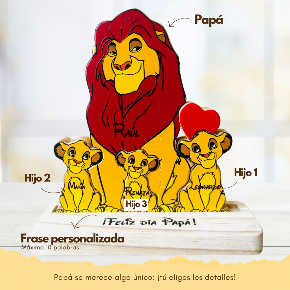Papá Rey León y cachorro