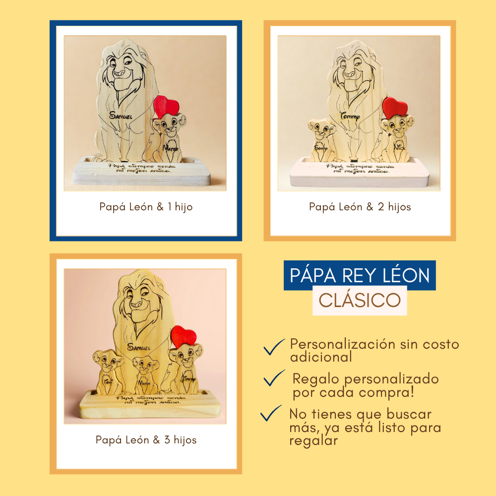 Papá Rey León y cachorro