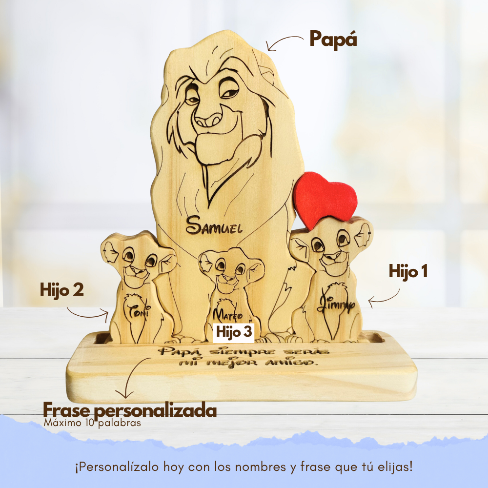 Papá Rey León y cachorro