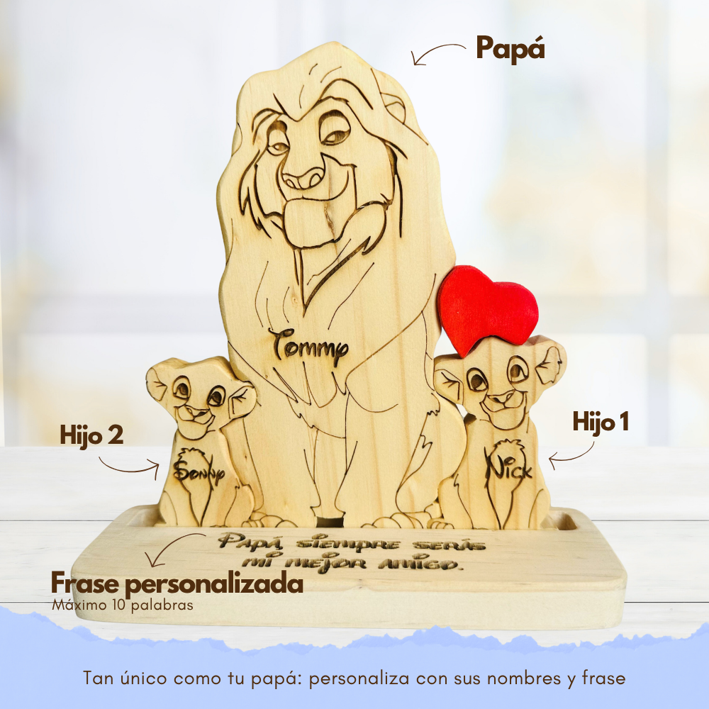 Papá Rey León y cachorro
