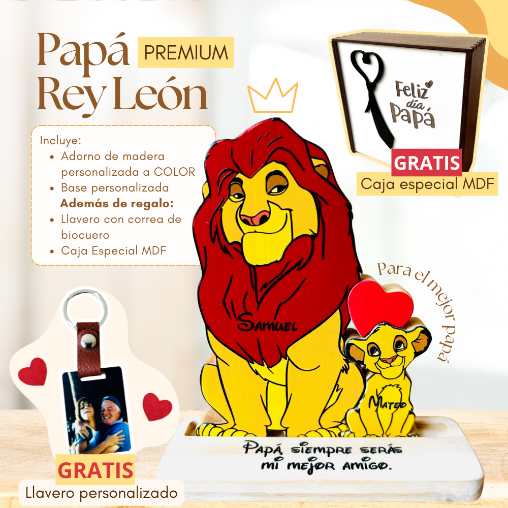 Papá Rey León y cachorro