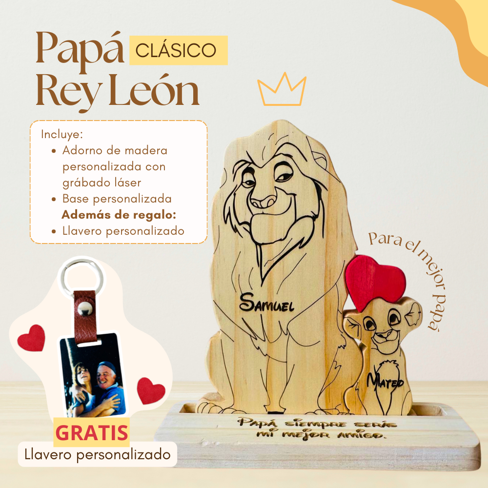 Papá Rey León y cachorro